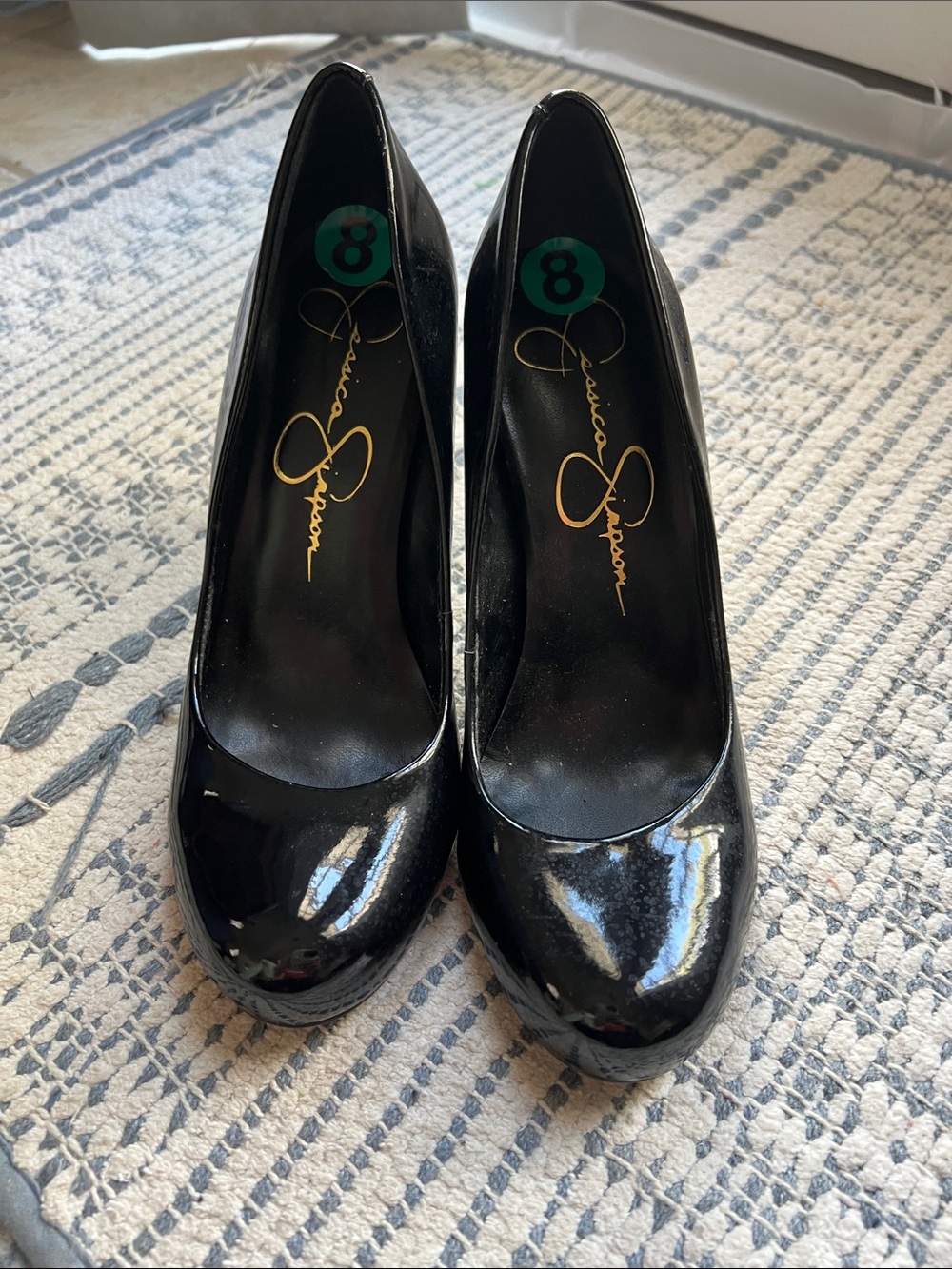 Jessica Simpson Black Patent Round-Toe Pumps - Classic Gloss